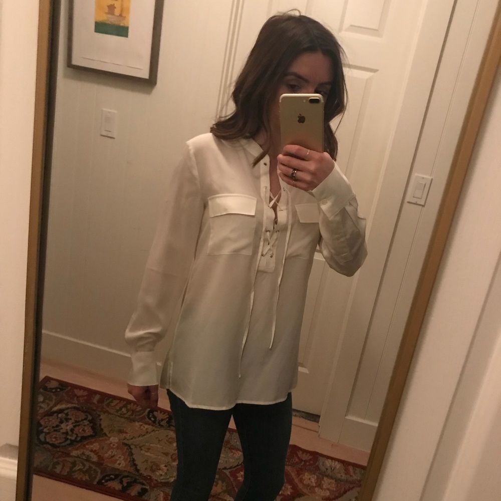 Trendy Madewell tie silk blouse